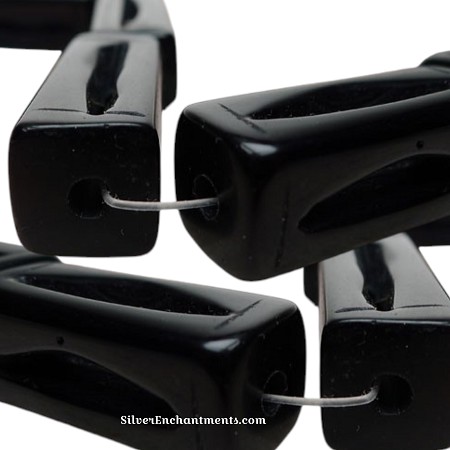 Large Carved Black Onyx Beads 
