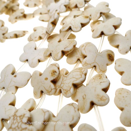 White Turquoise Magnesite Butterfly Beads 18x22mm 
