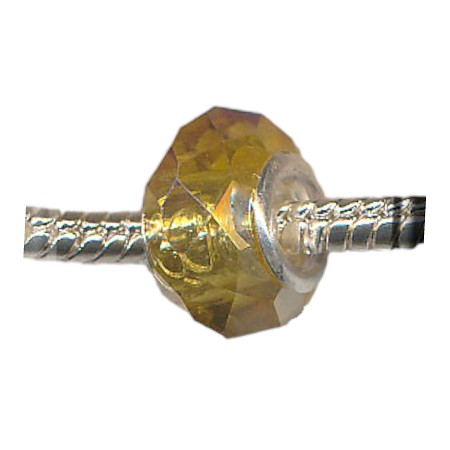 14mm Golden Topaz Faceted Crystal Large Hole Beads 