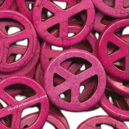 25mm Pink Peace Sign Beads 