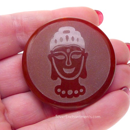 40mm Large Carnelian Bead with Buddha and Good Fortune Symbol 