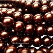 12mm Round Chocolate Golden Brown Glass Pearls 