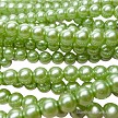 8mm Round Chartreuse Glass Pearls 