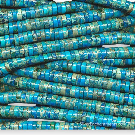 8mm Turquoise Sea Sediment Jasper Wafer Heishe Spacer Beads 
