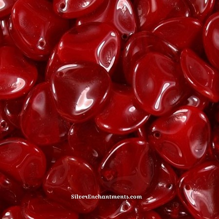 14mm Czech Glass Oxblood Rose Petal Beads 