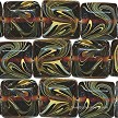 7x10mm Amber Topaz Swirl Faceted Square Glass Beads 