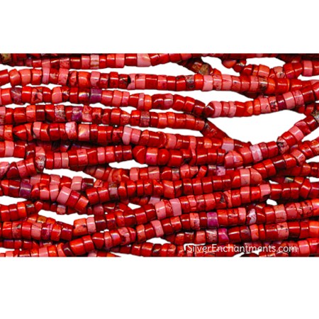 4mm Red Magnesite Heishi Beads by the Strand 
