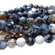 8mm Round Grey Dragon Vein Agate Beads 