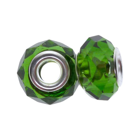 14mm Dark Olive Green Crystal Large Hole Beads 