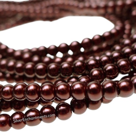  4mm Round Dark Bronze Glass Pearls 