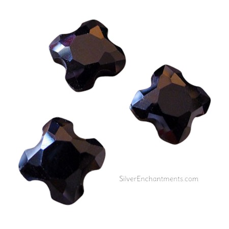 22mm Black Crystal Cross Beads 