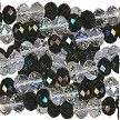 8mm Black and Crystal Crystal Rondelle Beads 
