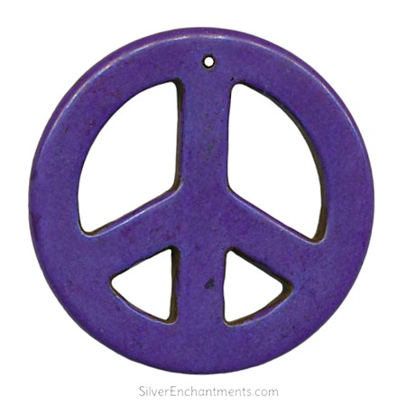 55mm Large Purple Gemstone Peace Sign Pendants 