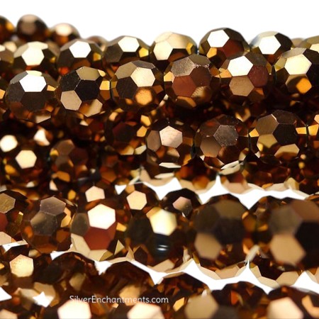 8mm Metallic Copper Crystal Round Beads 