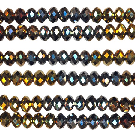 8mm Metallic Copper, Silver and Gold Crystal Rondelle Beads 
