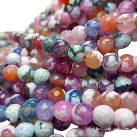 6mm Round Mixed Color Fire Agate Beads 