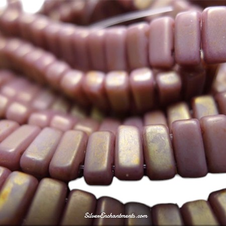 CzechMates Ash Grey Copper Picasso 2-Hole Brick Beads 