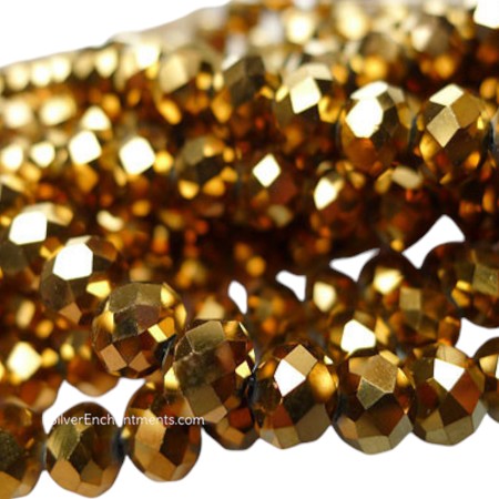 8mm Metallic Bronze Gold Crystal Rondelle Beads 