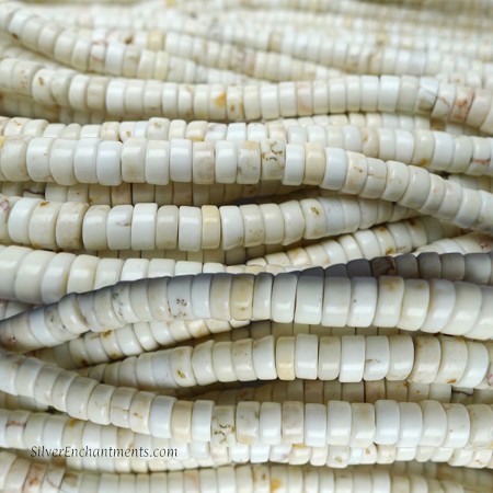 6mm White Tuquoise Magnesite Heishi Beads 