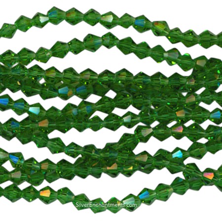 4mm Emerald Crystal Bicone Beads 