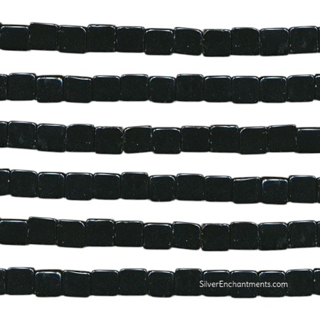 6mm Black Glass Cube Beads 