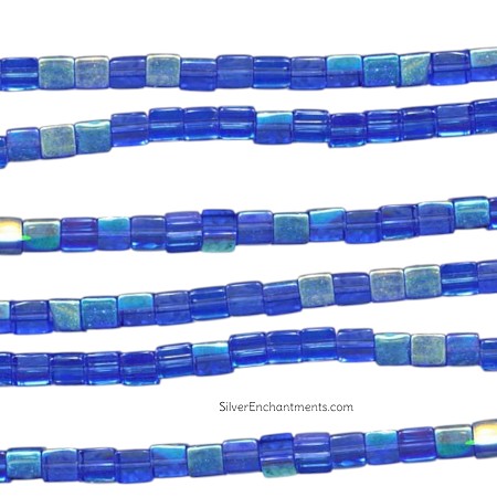 4mm Sapphire AB Glass Cube Beads 