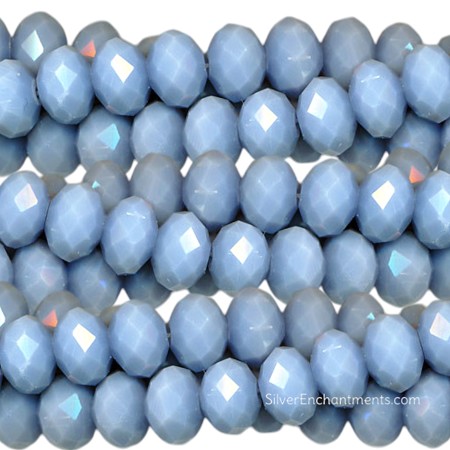8mm Periwinkle Blue Crystal Rondelle Beads 