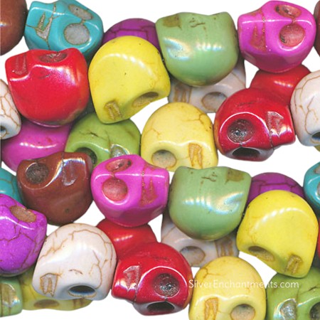12x10mm 3D Multicolor Gemstone Skull Beads 