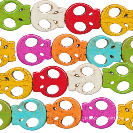 22mm Multicolored Magnesite Skull Beads 