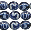 24x20mm Blue Animal Print Oval Acrylic Beads 