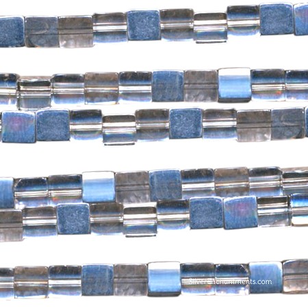 6mm Half Silver Glass Cube Beads 