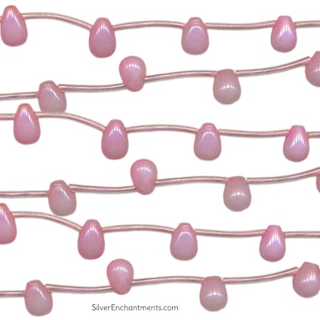 8x6mm Pink Top Drilled Glass Briolette Teardrop Beads 