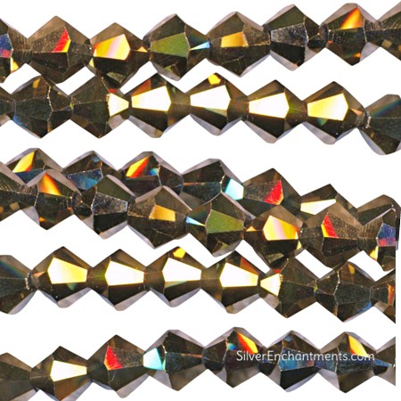 6mm Metallic Antique Gold Crystal Bicone Beads 