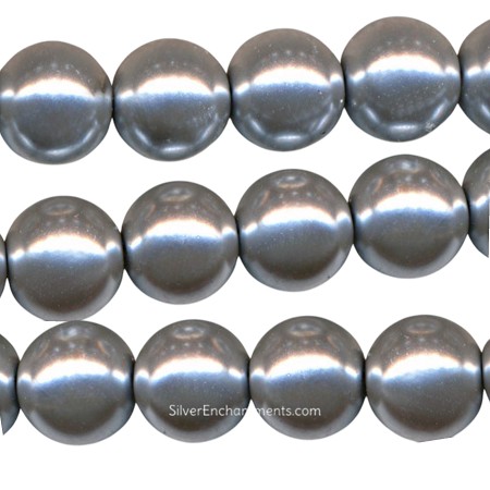 4mm Round Silver Glass Pearls 
