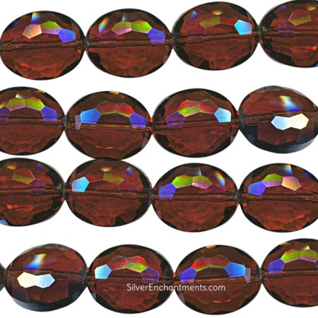 16x12mm Brown Topaz Oval Crystal Beads 