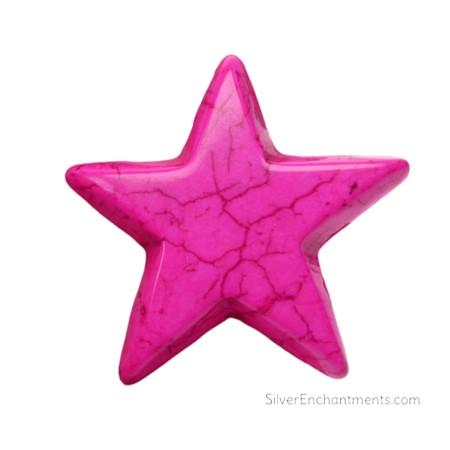 Hot Pink Gemstone Star Focal Pendant Bead 