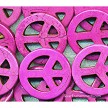 35mm Pink Gemstone Peace Symbol Beads 