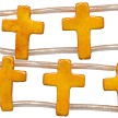 Double Drilled Yellow Orange Gemstone Cross Beads 16x12mm 