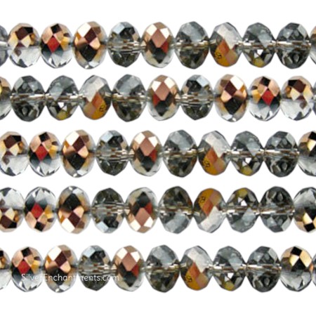 8mm Metallic Copper Half coat Rondelle Beads 