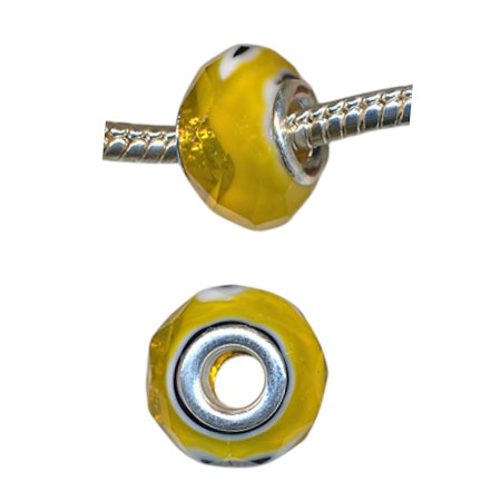 14mm Yellow Hurricane Swirl Crystal Large Hole Beads 