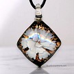 Murano Style White Flower Pendant – Diamond Lampworked Glass 