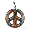 Blue Topaz Glass Peace Sign Necklace 