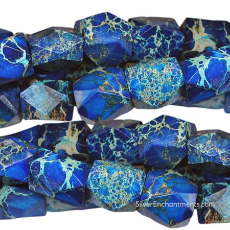 Faceted Blue Sea Sediment Jasper Nugget Beads 