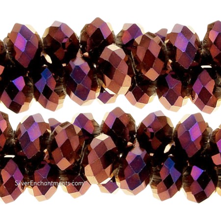 10mm Metallic Burgundy Crystal Rondelle Beads 