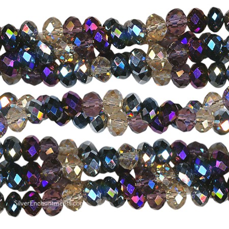 4mm Metallic Steampunk Mix Crystal Rondelle Beads 