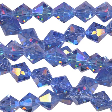 8mm Light Sapphire AB Crystal Bicone Beads 