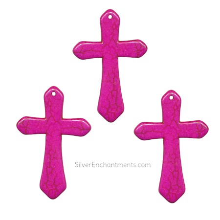 45x30mm Pink Gemstone Cross Pendants 