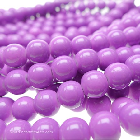 8mm Round Orchid Glass Pearls 