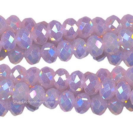 4mm Pink Jade AB Crystal Rondelle Beads 