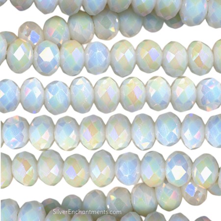4mm White Opal Crystal Rondelle Beads 